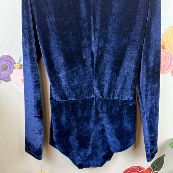 Reformation Avalon Velvet Blue Bodysuit - Size - Small - Picture 5 of 8
